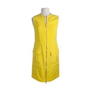 Cedric Charlier Yellow Front Zip Sheath Mod Dress